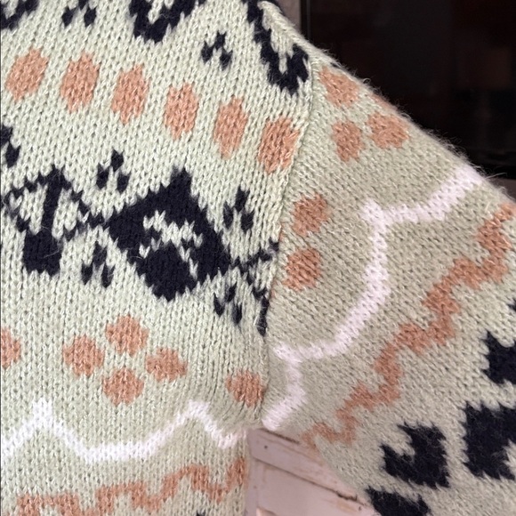 Anthropologie fair isle tunic pullover sweater in mint green Christmas trees - Picture 8 of 16